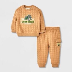 NWT John Deere Tan Quilted Sweatshirt and Jogger 12mo